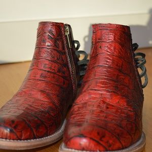 Freebird Red Croc ‘Jojo’ Ankle Boots Women’s 7